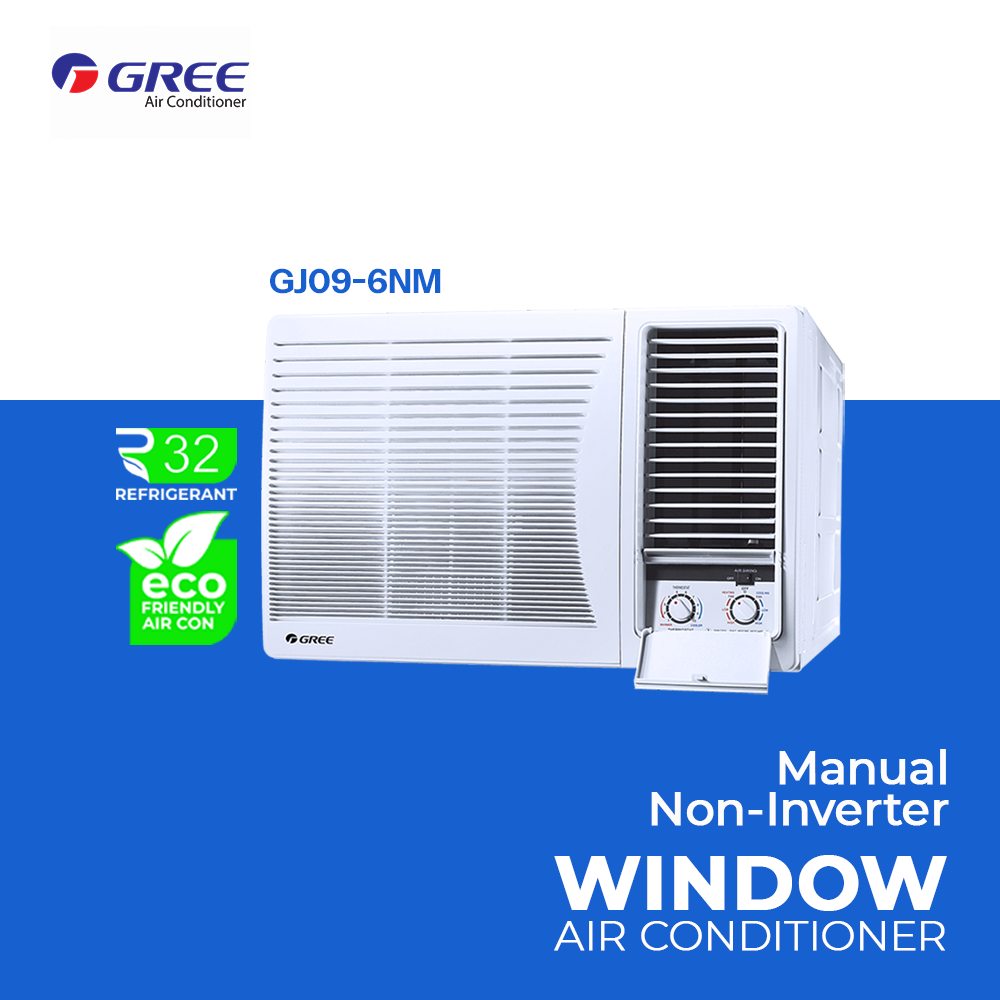 Gree 1.0HP Window Type Manual Controller Non-Inverter Aircon GJ09-6NM