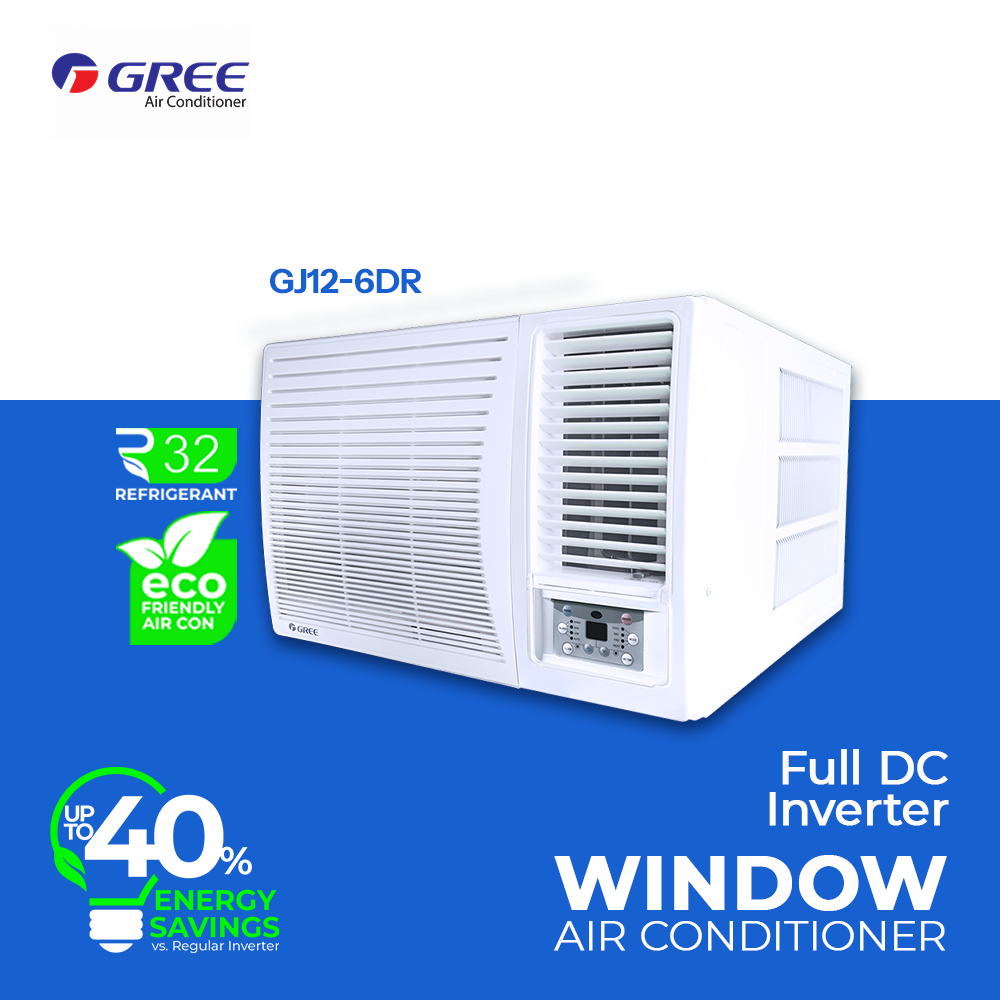 Gree 1.5HP Window Type Remote Controller Full DC Inverter Aircon GJ12-6DR