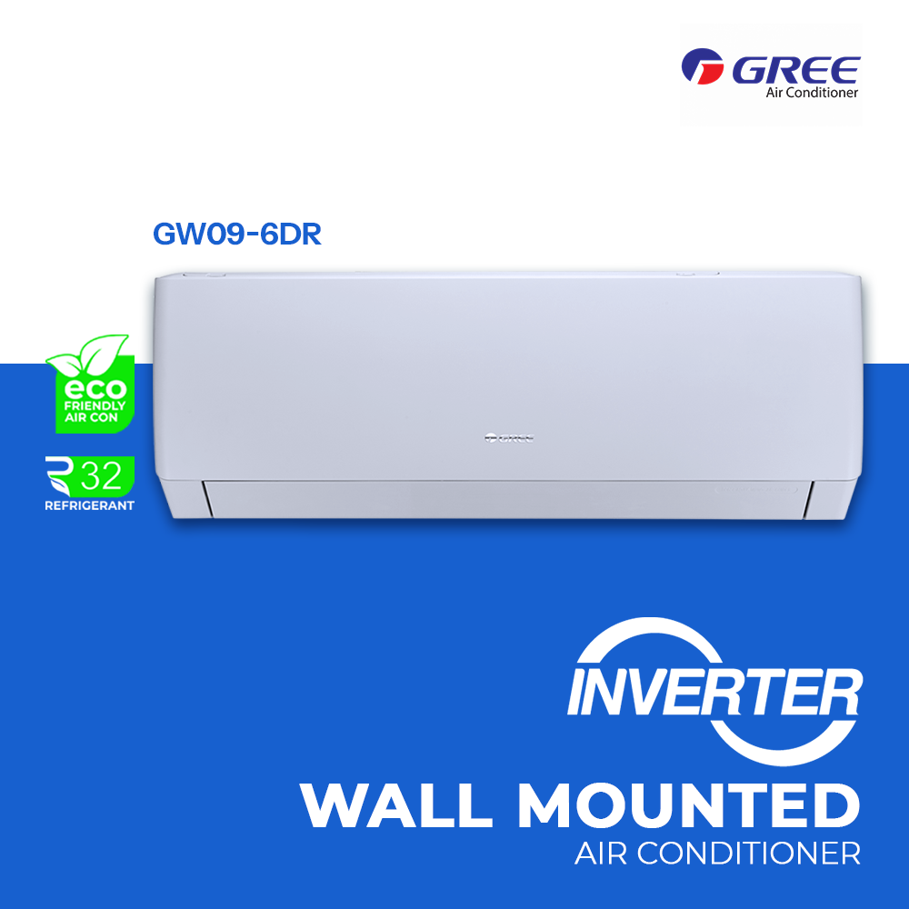 Gree 1.0HP Wall Mounted Split Type Inverter Aircon GW09-6DR