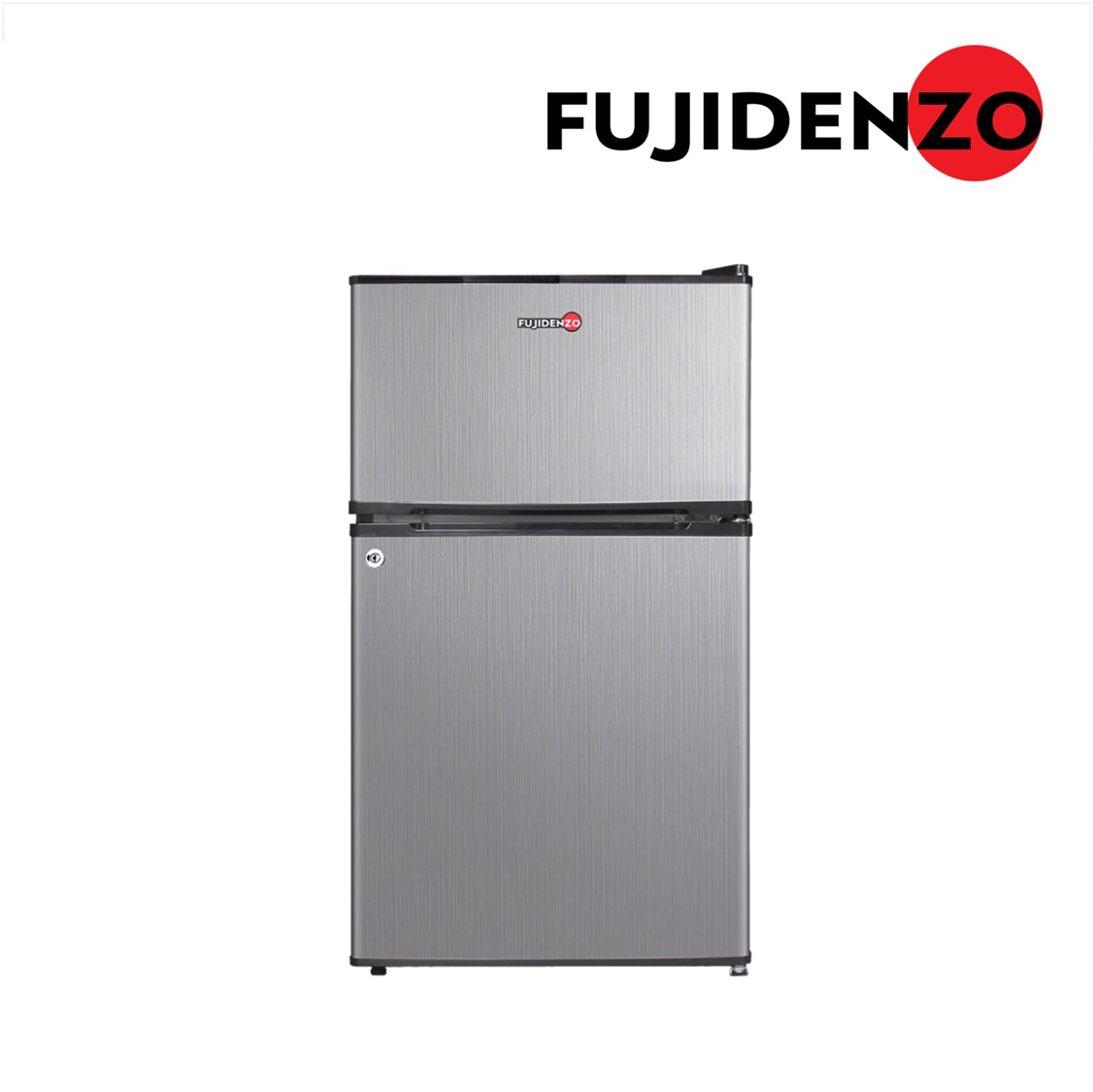 FUJIDENZO 3.5 cu. ft. Two-Door Personal Refrigerator, Stainless Look Door with Key Lock RBT 35 SL