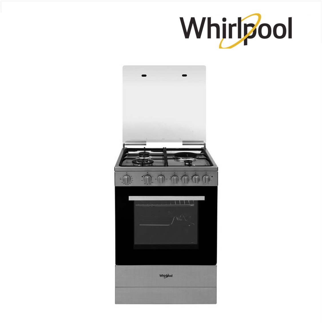 Whirlpool 60 cm Cooking Range – 3 Gas Burners + 1 Electric Hot Plate AEG631 IX