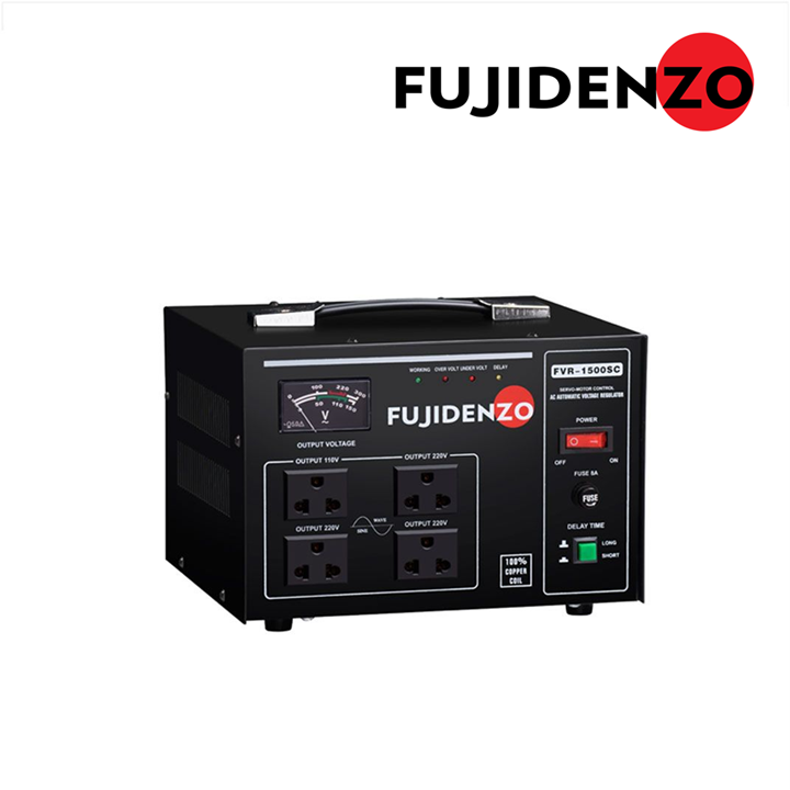 Fujidenzo 1500VA capacity, Automatic Voltage Regulators 8A Fuse, 4 output sockets FVR-1500SC